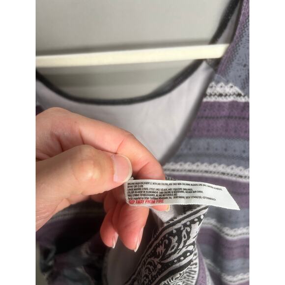 Free People Striped Bodycon Scoop Neck Mini Dress Purple Boho Sz L Cocktail - Picture 9 of 16